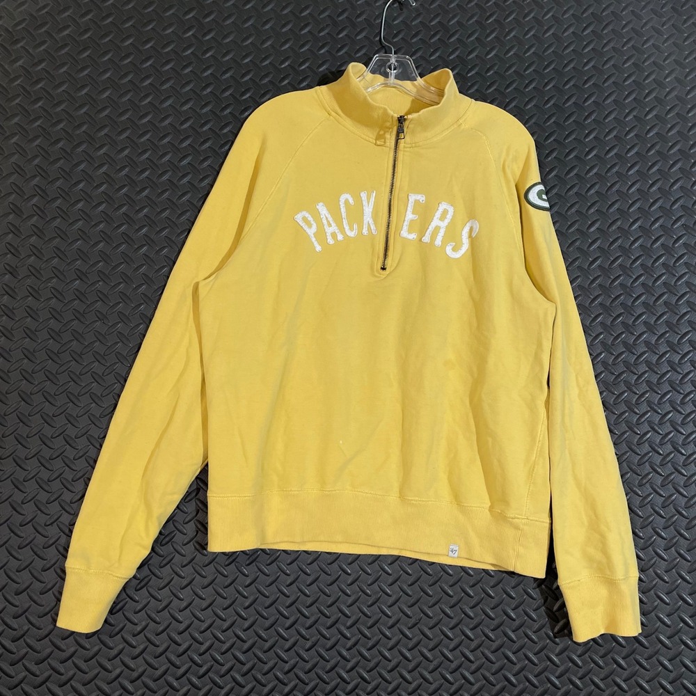Packers 47 Brand Yellow 1/4 Zip‎ Pullover Sweater Women's Size XL